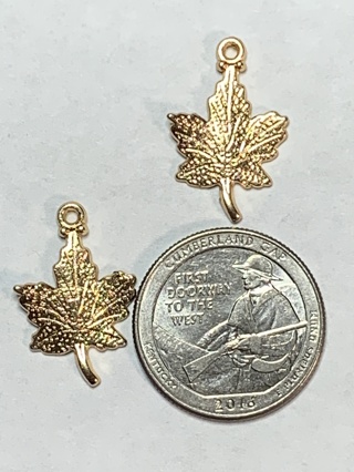 MAPLE LEAF CHARMS~#3~KC GOLD~SET OF 2 CHARMS~FREE SHIPPING!