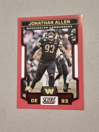 Washington Commanders Jonathan Allen Red Parallel Football Card