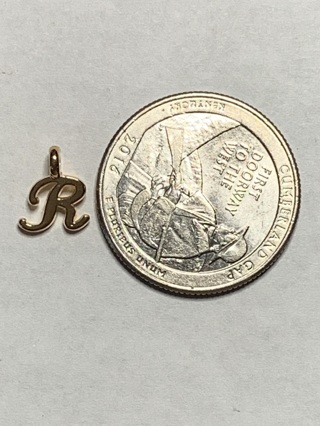 GOLD INITIAL LETTER CHARM~#R6~1 CHARM ONLY~CURSIVE~FREE SHIPPING!