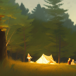 Listia Digital Collectible: Camping with tent with family in the woods