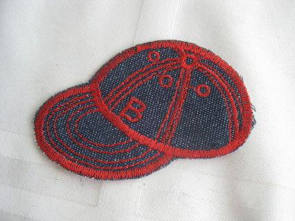 Iron on denim fabric baseball cap, initial B, clothe decor, embellishment. New