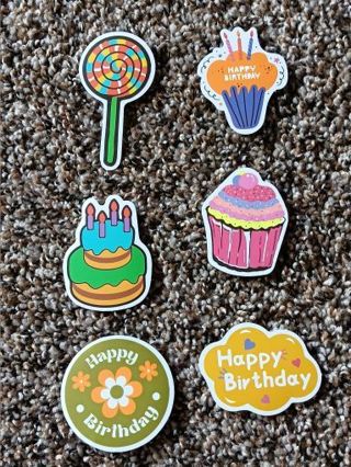 6 Birthday Vinyl Stickers