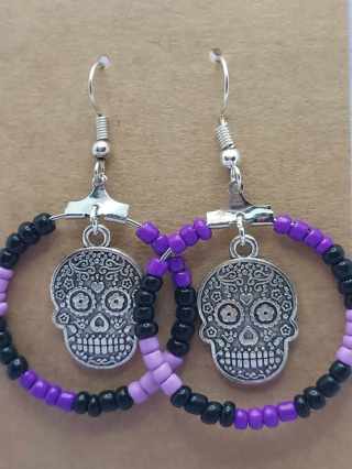 3 Beaded Skull Earrings Choice One