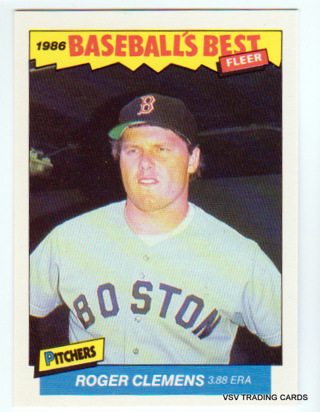 Roger Clemens, 1986 Fleer Baseball's Best Pitchers Card #7, Boston Red Sox, HOFr, (LB4)