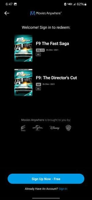 F9 the fast saga Digital 4K movie code MA/VUDU/iTunes