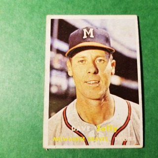 1957 - TOPPS EXMT - NRMT BASEBALL - CARD NO. 389 - DAVE JOLLY - BRAVES