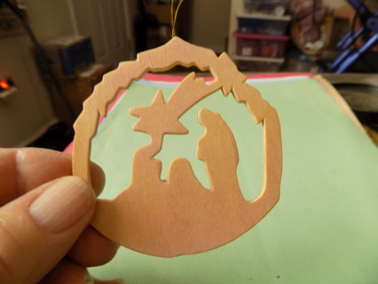 2 1/2 inch hand made wood scroll saw cut out ornament shepard and star ready to paint