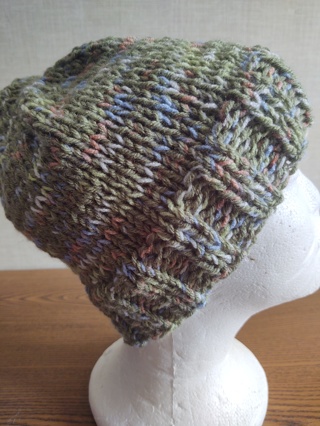 Hand Knit Green and Ombre Hat 