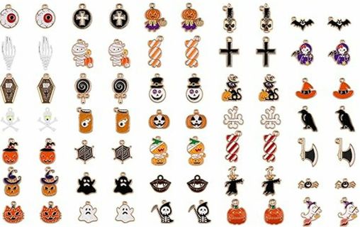 10PC ENAMEL MIXED HALLOWEEN CHARMS LOT 1 (PLEASE READ DESCRIPTION