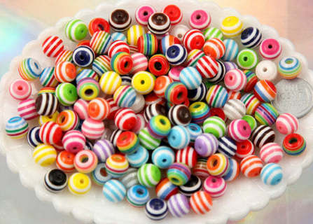 20 new striped euro beads mix