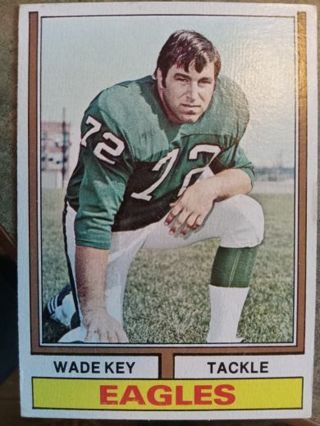 1974 TOPPS WADE KEY PHILADELPHIA EAGLES FOOTBALL CARD# 295