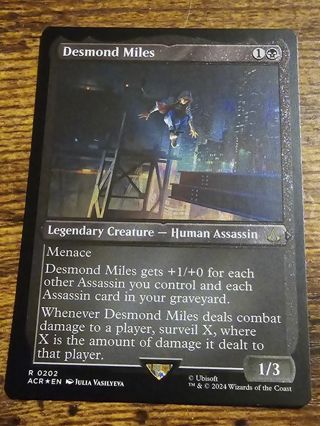 Magic the gathering mtg Desmond Miles rare card Assassins Creed etched foil