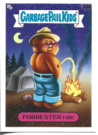 Brand New 2021 Topps Garbage Pail Kids Forrester Fire Sticker From the Go On Vacation Set 