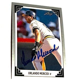 Autographed 1991 Leaf #489 Orlando Merced Pittsburgh Pirates