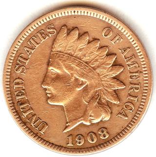 1908 Indian Head Cent VG-F RB Visible LIBERTY, Necklace