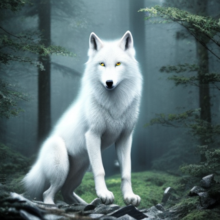 Listia Digital Collectible: A White Wolf in the Deep Woods