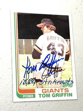 Autographed 1982 Topps Baseball #777 Tom Griffin San Francisco Giants