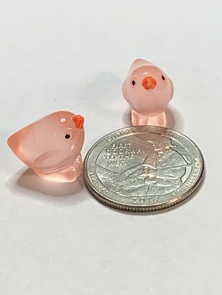 CHICKENS~#4~LIGHT PINK~MINIS~SET OF 2 CHICKENS~GLOW IN THE DARK~FREE SHIPPING!