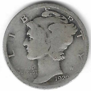 1920 Mercury Dime 90% Silver U.S. 10 Cent Coin