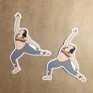 Kawaii Cartoon Working Out Exercise Girl Vinyl Decal Sticker | LOT OF 2 | 2 1/4" x 2 3/4"