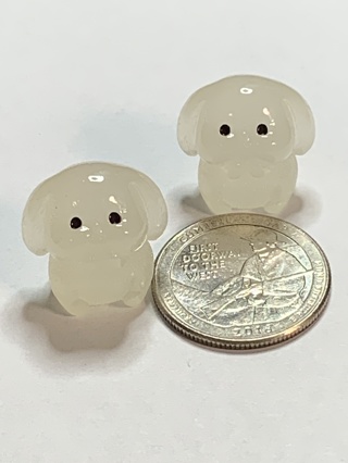 BUNNIES~#5~WHITE~SET OF 2 BUNNIES~GLOW IN THE DARK~FREE SHIPPING!