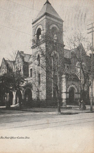 Vintage Used Postcard: g: 1908 Post Office, Canton, OH