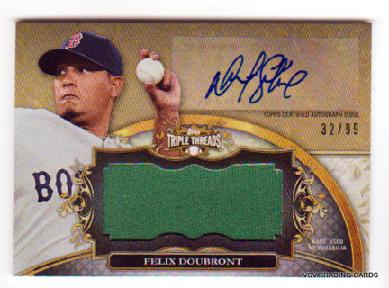 Felix Doubront, 2013 Topps Triple Threads AUTO RELIC Card #DAJR-FD3, Boston Red Spx, 32/99, (LB6)