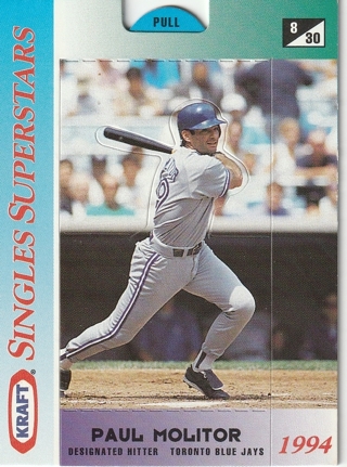 1994 Kraft Singles baseball card #8 of 30 PAUL MOLITOR Toronto Blue Jays HOF