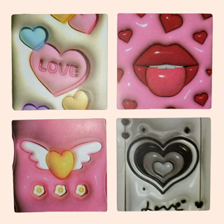 Set of 4 Square Love Stickers 