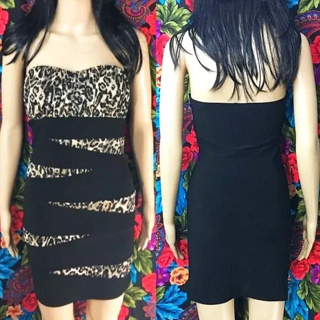 Women’s K-Dream Cocktail Dress Strapless Mini Dress size Medium cheetah leopard