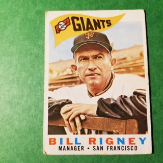 1960 - TOPPS EXMT - NRMT BASEBALL - CARD NO. 225 - BILL RIGNEY MGR. - GIANTS