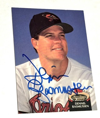 Autograph 1992 Stadium Club Dennis Rasmussen Baltimore Orioles #749