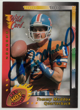 1992 Wild Card Red Hot Rookies #23 - Tommy Maddox autograph card (mid)