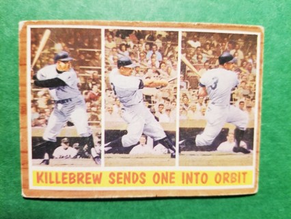 1962 - TOPPS EXMT - NRMT BASEBALL - CARD NO. 316 - KILLEBREW SENS ONE INTO ORBIT - READ