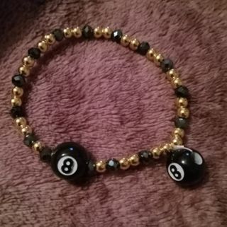 8 ball pool ball charm stretch crystal beaded bracelet newly made!! This week!! never worn