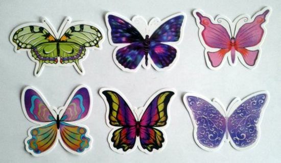 Six Fancy Butterfly Vinyl Stickers #2