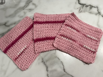 Handmade Washcloths Dishcloths Pink and Mixed