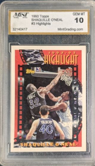 SHAQUILLE O'NEAL * ROOKIE OF THE YEAR HIGHLIGHTS * GRADED GEM MINT 10