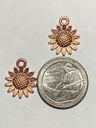 SUNFLOWER CHARMS~#3~ROSE GOLD~SET OF 2 CHARMS~FREE SHIPPING!