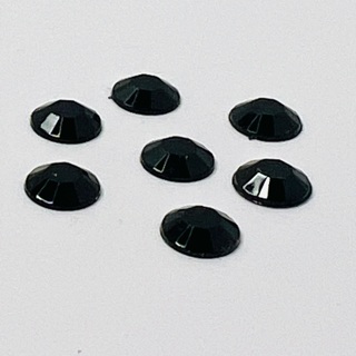 Black Round 12mm Faceted Embellishments Flat Backs 