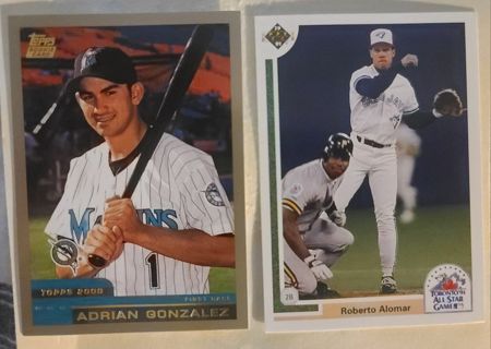 Adrian Gonzalez rookie plus Roberto Alomar all star card