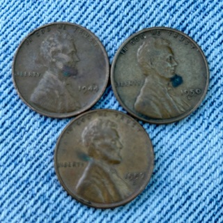 3 wheat Pennies different dates 