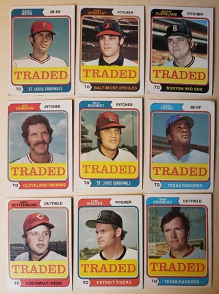 1974 Topps Traded 9 different Cards - All Listed