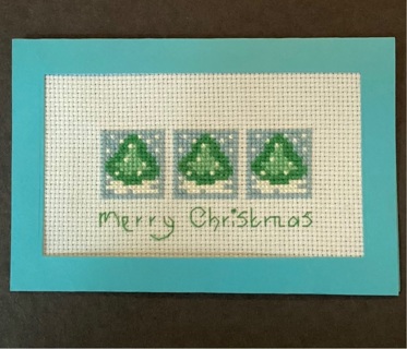 Cross Stitch Christmas Card - Merry Christmas trees