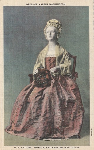 Vintage Unused Postcard: L: Dress of Martha Washington, Smithsonian, DC