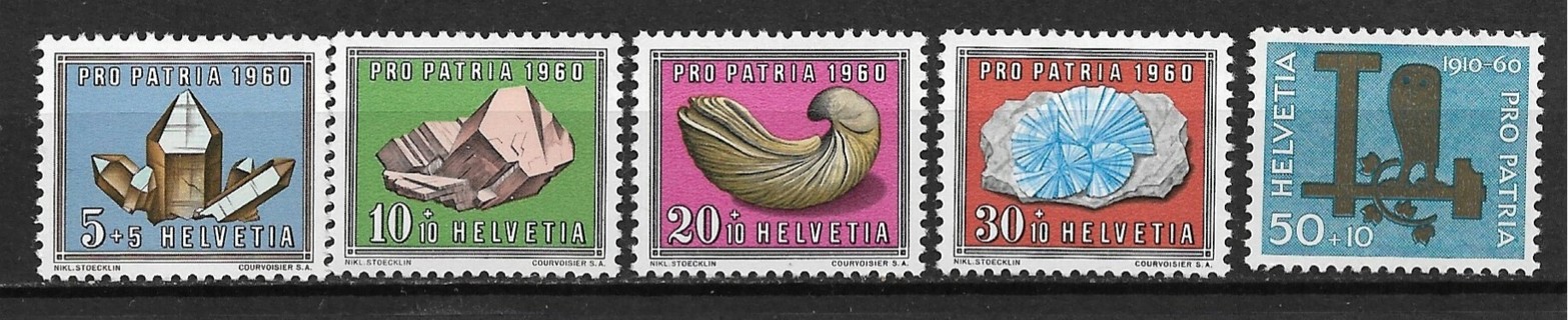 1960 Switzerland ScB292-6 complete Pro Patria set of 5 MNH