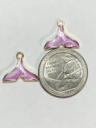 WHALE TAIL CHARMS~#11~PURPLE~SET OF 2 CHARMS~FREE SHIPPING!