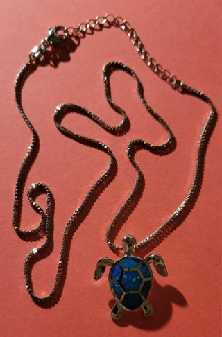 Bohemian Blue Opal Tortoise Pendant