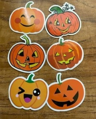 ☾☾☠ 6 BN HALLOWEEN PUMPKIN STICKERS