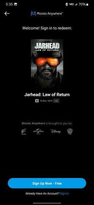 Jarhead law of return Digital HD movie code MA/VUDU/iTunes